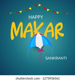 Vector illustration of a background and poster with colorful kites for Happy Makar Sankranti.