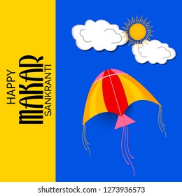 Vector illustration of a background and poster with colorful kites for Happy Makar Sankranti.