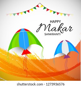 Vector illustration of a background and poster with colorful kites for Happy Makar Sankranti.
