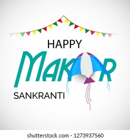 Vector illustration of a background and poster with colorful kites for Happy Makar Sankranti.
