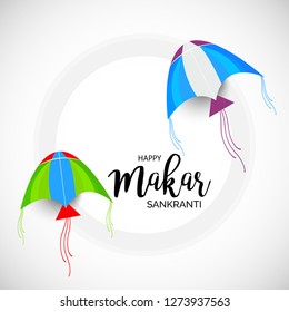 Vector illustration of a background and poster with colorful kites for Happy Makar Sankranti.