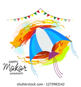 Vector illustration of a background and poster with colorful kites for Happy Makar Sankranti.