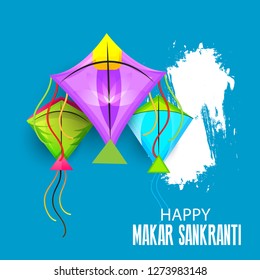 Vector illustration of a background and poster with colorful kites for Happy Makar Sankranti.