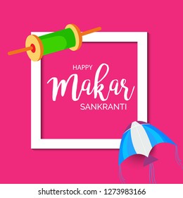 Vector illustration of a background and poster with colorful kites for Happy Makar Sankranti.