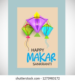 Vector illustration of a background and poster with colorful kites for Happy Makar Sankranti.