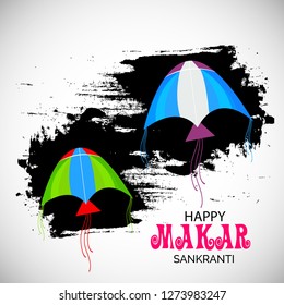 Vector illustration of a background and poster with colorful kites for Happy Makar Sankranti.
