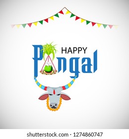 Vector illustration of a background or poster With colorful pots for religious traditional harvest festival Happy Pongal.
