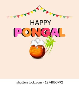 Vector illustration of a background or poster With colorful pots for religious traditional harvest festival Happy Pongal.