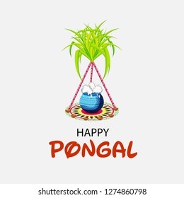 Vector illustration of a background or poster With colorful pots for religious traditional harvest festival Happy Pongal.
