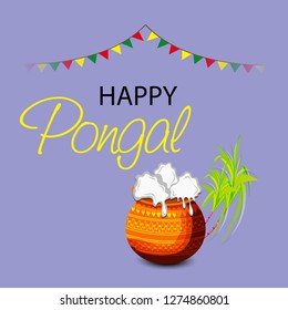 Vector illustration of a background or poster With colorful pots for religious traditional harvest festival Happy Pongal.