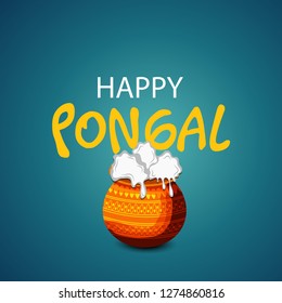 Vector illustration of a background or poster With colorful pots for religious traditional harvest festival Happy Pongal.