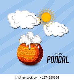 Vector illustration of a background or poster With colorful pots for religious traditional harvest festival Happy Pongal.