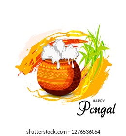 Vector illustration of a background or poster With colorful pots for religious traditional harvest festival Happy Pongal.