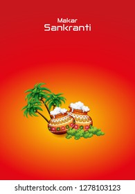 Vector illustration of a background or poster With colorful pots for religious traditional harvest festival Happy Pongal.
