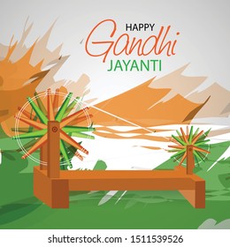 Vector illustration of a background or poster for Happy Gandhi Jayanti or 2nd october.
