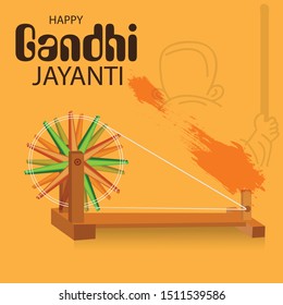 Vector illustration of a background or poster for Happy Gandhi Jayanti or 2nd october.