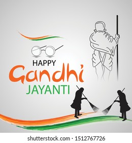 Vector illustration of a background or poster for Happy Gandhi Jayanti or 2nd october.