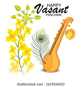Vector illustration of a background or poster for Happy Vasant Panchami.