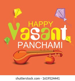 Vector illustration of a background or poster for Happy Vasant Panchami.