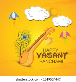 Vector illustration of a background or poster for Happy Vasant Panchami.
