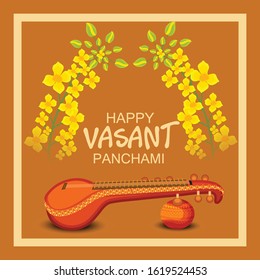 Vector illustration of a background or poster for Happy Vasant Panchami.