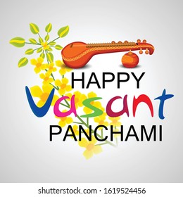 Vector illustration of a background or poster for Happy Vasant Panchami.