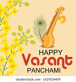 Vector illustration of a background or poster for Happy Vasant Panchami.