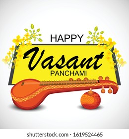 Vector illustration of a background or poster for Happy Vasant Panchami.