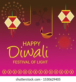 Vector illustration of a background or poster For hindu festival Happy Diwali.