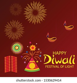 Vector illustration of a background or poster For hindu festival Happy Diwali.