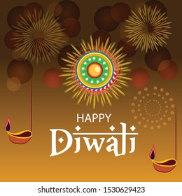 Vector illustration of a background or poster For hindu festival Happy Diwali.