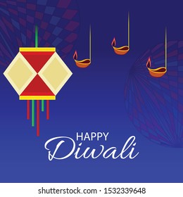Vector illustration of a background or poster For hindu festival Happy Diwali.