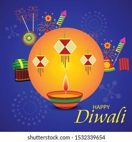 Vector illustration of a background or poster For hindu festival Happy Diwali.
