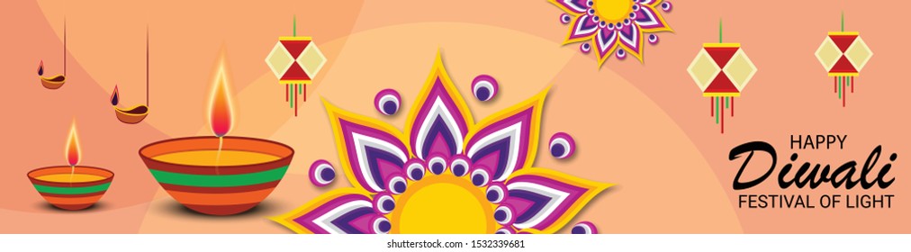 Vector illustration of a background or poster For hindu festival Happy Diwali.