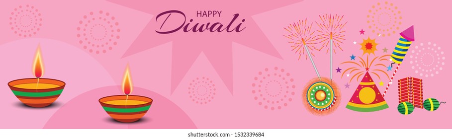 Vector illustration of a background or poster For hindu festival Happy Diwali.