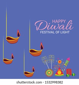 Vector illustration of a background or poster For hindu festival Happy Diwali.