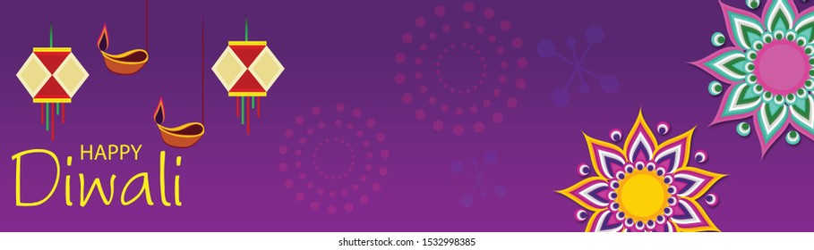 Vector illustration of a background or poster For hindu festival Happy Diwali.