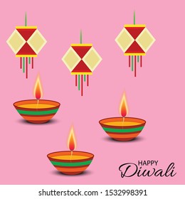 Vector illustration of a background or poster For hindu festival Happy Diwali.