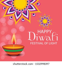 Vector illustration of a background or poster For hindu festival Happy Diwali.