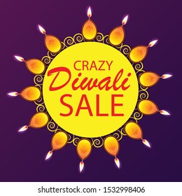 Vector illustration of a background or poster For hindu festival Happy Diwali.