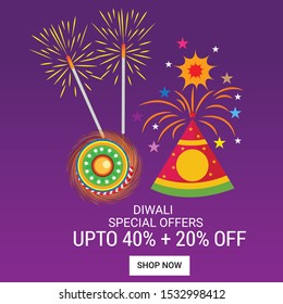 Vector illustration of a background or poster For hindu festival Happy Diwali.