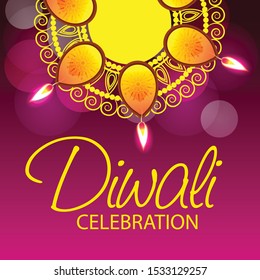 Vector illustration of a background or poster For hindu festival Happy Diwali.