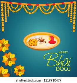 Vector illustration of a background or poster of Indian festival Happy Bhai Dooj.