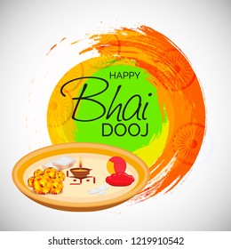 Vector illustration of a background or poster of Indian festival Happy Bhai Dooj.