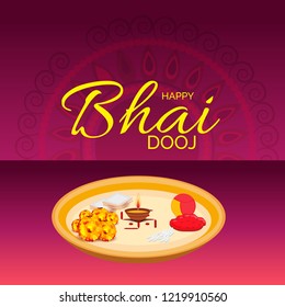 Vector illustration of a background or poster of Indian festival Happy Bhai Dooj.