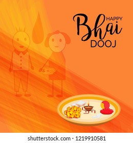 Vector illustration of a background or poster of Indian festival Happy Bhai Dooj.