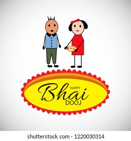 Vector illustration of a background or Poster for Indian festival celebration Happy Bhai Dooj.