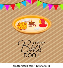 Vector illustration of a background or Poster for Indian festival celebration Happy Bhai Dooj.