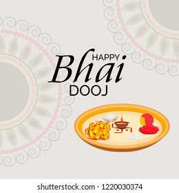 Vector illustration of a background or Poster for Indian festival celebration Happy Bhai Dooj.