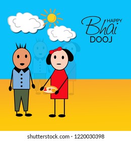 Vector illustration of a background or Poster for Indian festival celebration Happy Bhai Dooj.